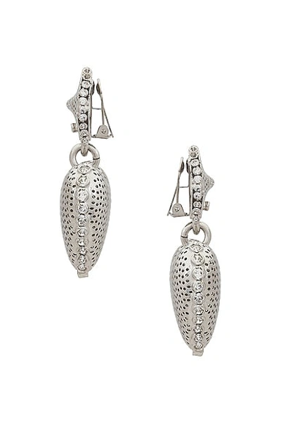 Shop Alessandra Rich Heart Pendant Pearl Earrings In Cry Silver