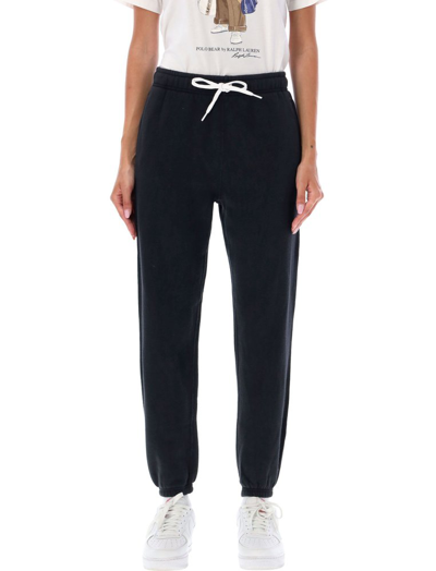 Shop Polo Ralph Lauren Logo Embroidered Drawstring Track Pants In Black