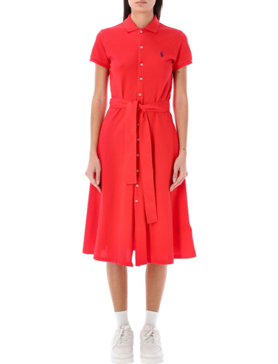 Shop Polo Ralph Lauren Belted Polo Dress In Red