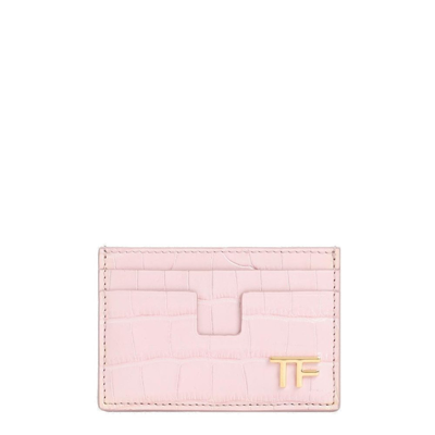 Shop Tom Ford Logo Plaque Embossed Cardholder In Pink
