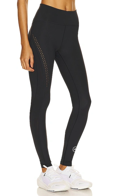 Adidas By Stella Mccartney Truepurpose Perforated Printed Recycled Stretch-jersey Leggings In Black