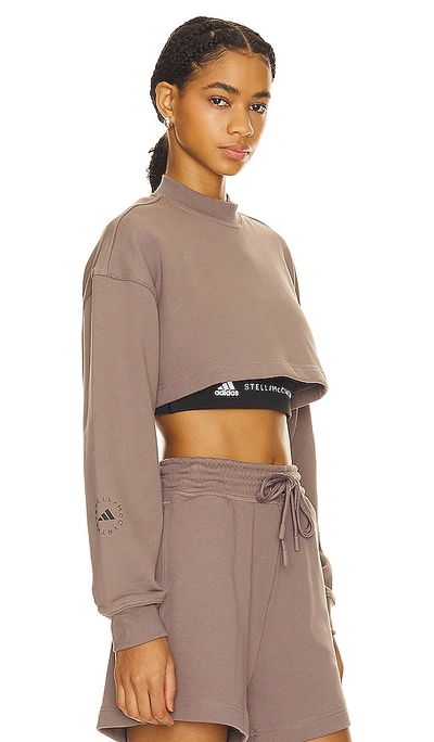 Shop Adidas By Stella Mccartney Truecasuals Cropped Sportswear Sweatshirt In Mauve