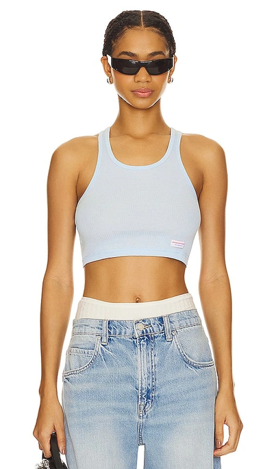 Shop Alexander Wang Cropped Classic Racer Tank In Baby Blue
