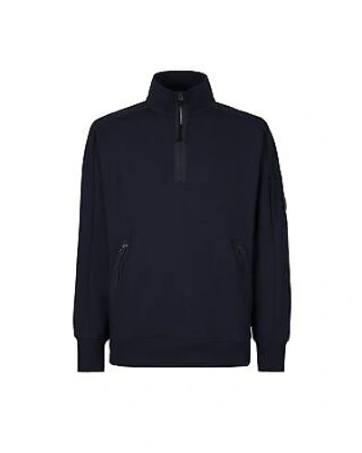 Pre-owned C.p. Company C.p.company Diagonal Raised Fleece Stand Collar Sweatshirt Total Eclipse Blue