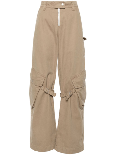Shop Acne Studios Neutral Straight-leg Cargo Trousers - Women's - Cotton In Neutrals