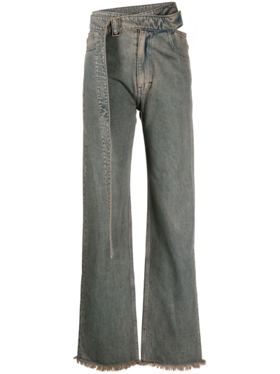 Shop Jade Cropper Grey Cut-out Straight-leg Jeans - Women's - Cotton In Blue