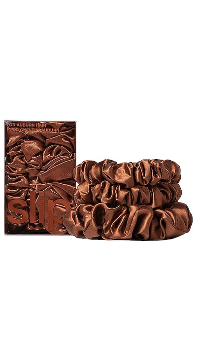 Shop Slip Midi & Large Scrunchie Set Of 3 In Brown