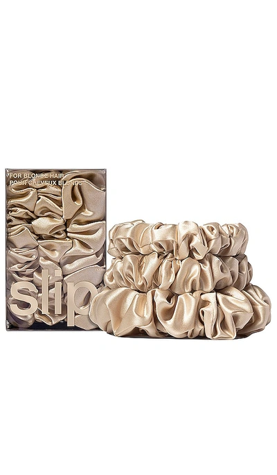 Shop Slip Midi & Large Scrunchie Set Of 3 In Beige