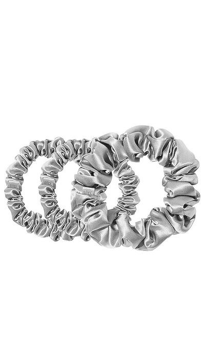 Slip Midi & Large Scrunchie Set Of 3 In Grey