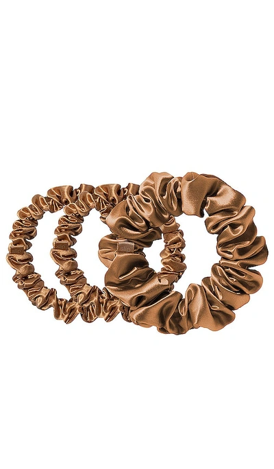 Slip Midi & Large Scrunchie Set Of 3 In Brown