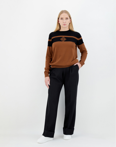Herno ウィメンズ ブラッシュドウール セーター In Camel/black