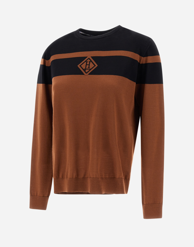Herno ウィメンズ ブラッシュドウール セーター In Camel/black