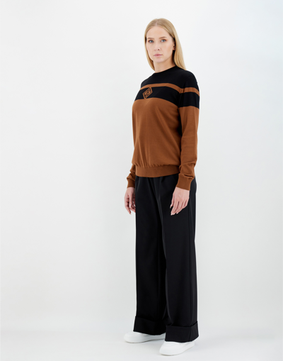 Herno ウィメンズ ブラッシュドウール セーター In Camel/black