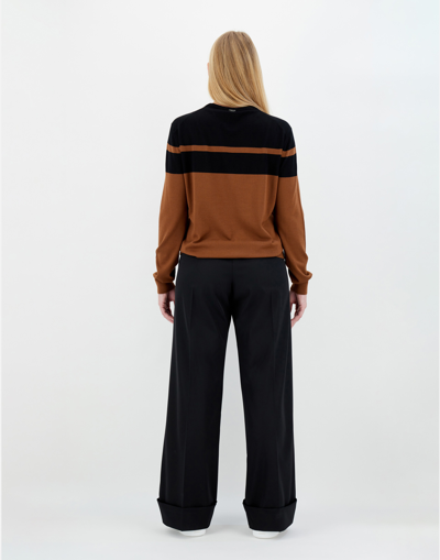 Herno ウィメンズ ブラッシュドウール セーター In Camel/black