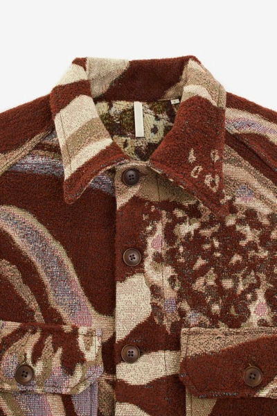 Shop Sunflower Animal Cpo Shirt Jacket In Multicolor Wool In Brown
