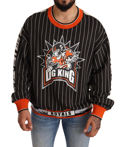 Shop Dolce & Gabbana Exclusive Black Striped Dg King Men's Sweater