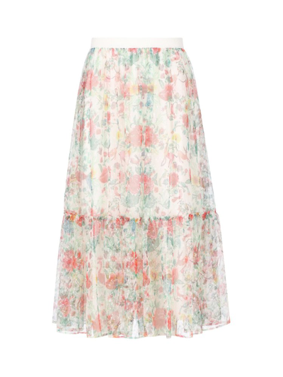 Shop Baby Dior Floral Printed Sequin Embellished Skirt In Multi