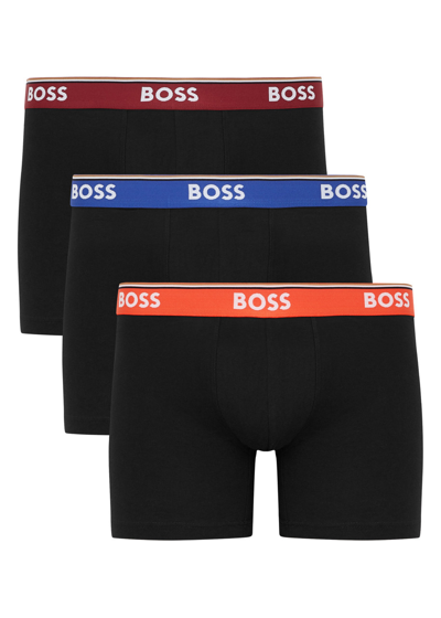 Shop Hugo Boss Boss Power Stretch-cotton Boxer Briefs In Black