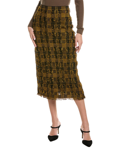 Shop Lafayette 148 New York Fringe Wool-blend Skirt In Black