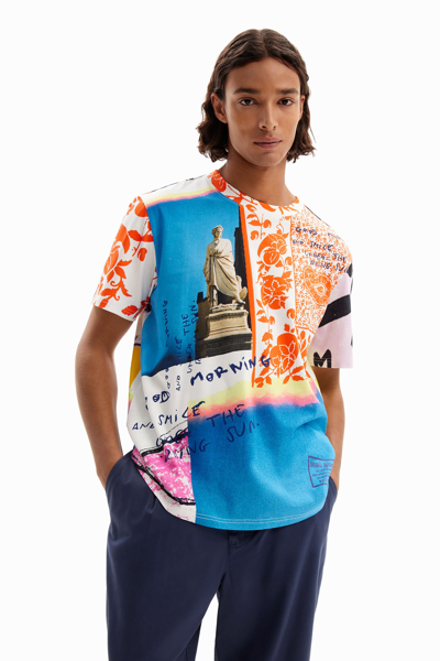 Shop Desigual Photo Collage T-shirt In Material Finishes