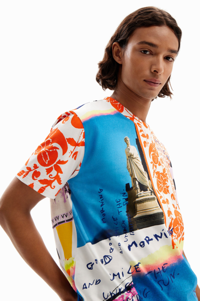 Shop Desigual Photo Collage T-shirt In Material Finishes
