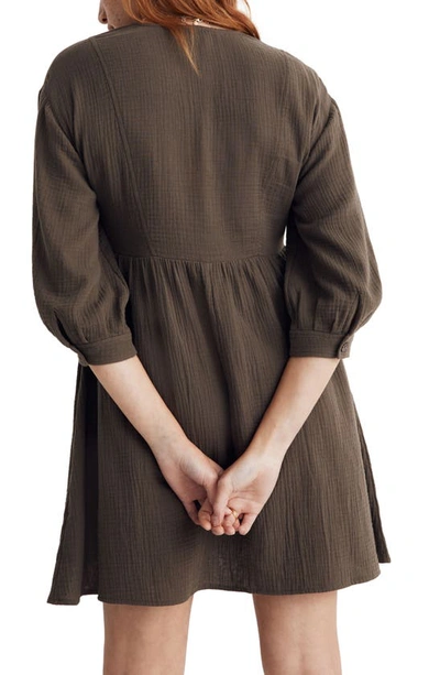 Madewell Lightspun V-neck Minidress In Cargo Green