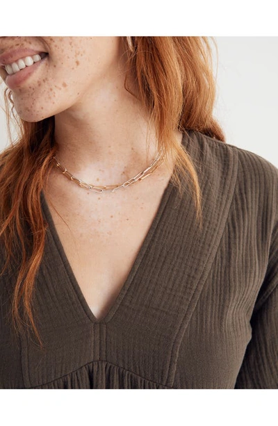 Madewell Lightspun V-neck Minidress In Cargo Green