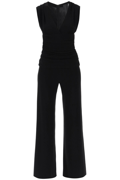Shop Norma Kamali Shirred Jumpsuit In Jersey In Black