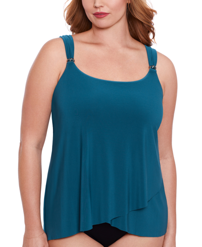 Shop Miraclesuit Plus Size Razzle Dazzle Asymmetrical-drape Tankini Top In Nova