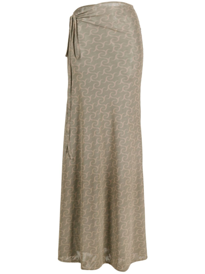 Shop Jade Cropper Green Wilted Flowers-print Wrap Skirt - Women's - Fabric In Brown