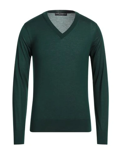 Shop Dolce & Gabbana Man Sweater Dark Green Size 42 Cashmere