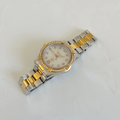 Pre-owned Tag Heuer Mother Of Pearl Two-tone Stainless Steel Diamond Aquaracer  Women's Wristwatch 33 Mm