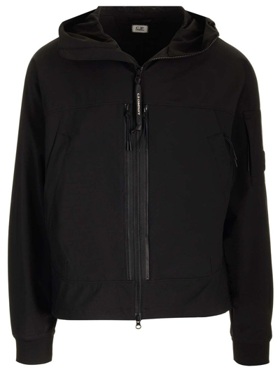 Shop C.p. Company Zip Up Hooded Jacket In Black