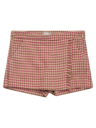 Shop Il Gufo Wrap Checked Fringed Shorts In Multi