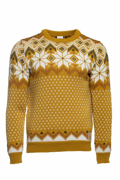 Pre-owned Dale Of Norway M Vegard Sweater In Mustard - Offwhite - Copper