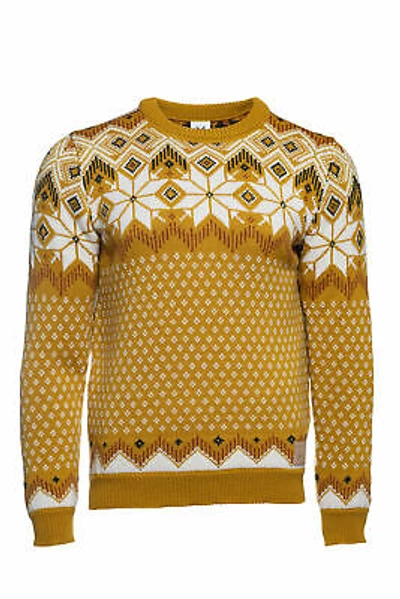 Pre-owned Dale Of Norway M Vegard Sweater In Mustard - Offwhite - Copper