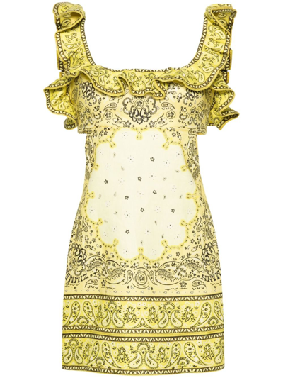 Shop Zimmermann Yellow Matchmaker Bandana-print Mini Dress