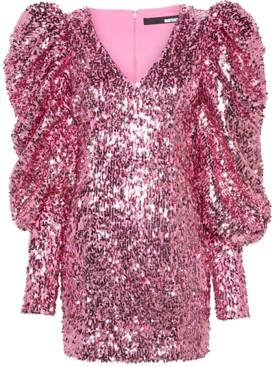 Shop Rotate Birger Christensen Pink Sequin-embellished Mini Dress