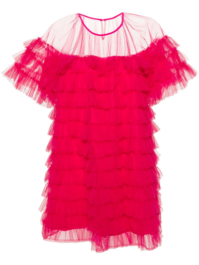 Shop Molly Goddard Roberta Frilled Mini Dress - Women's - Acetate/viscose/nylon In Pink