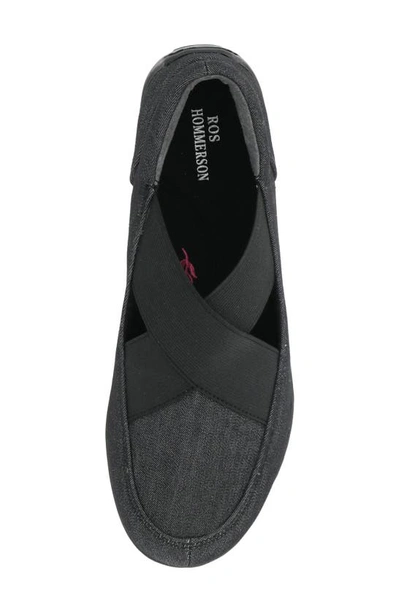 Ros Hommerson Clever Womens Stretch Slip On Flats In Black Fabric