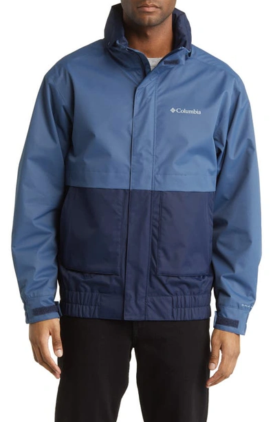 Columbia Boundary Springs Waterproof Rain Jacket In Collegiate Navy