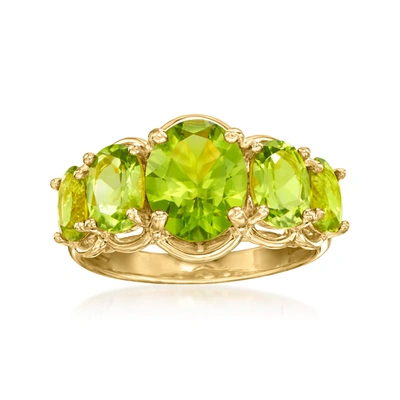 Shop Ross-simons Peridot 5-stone Ring In 18kt Gold Over Sterling In Green
