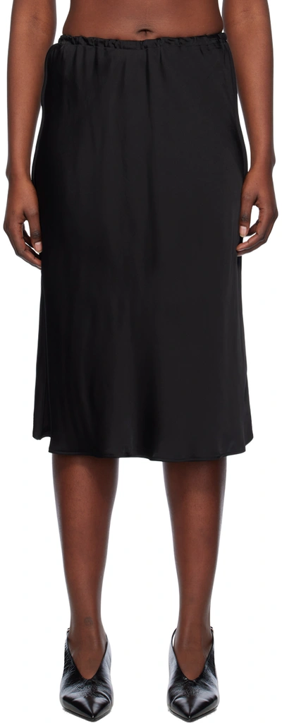 Shop Jil Sander Black Elasticized Midi Skirt In 001 Black