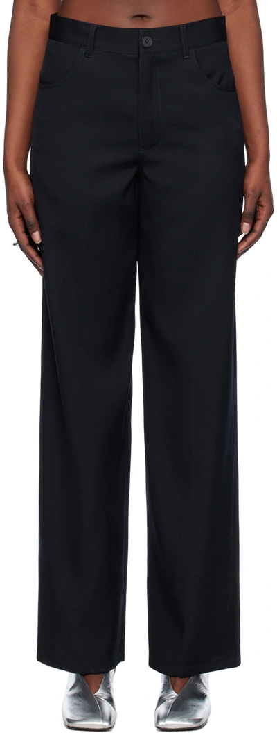 Shop Jil Sander Navy Wide-leg Trousers In 401 Navy