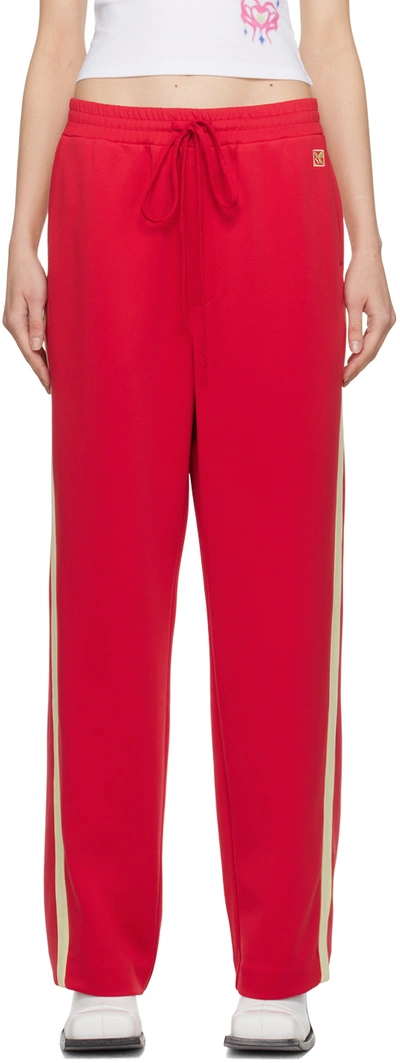 Shop Lesugiatelier Red Side Stripe Track Pants
