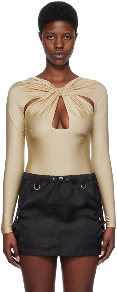 Shop Coperni Beige Twisted Bodysuit