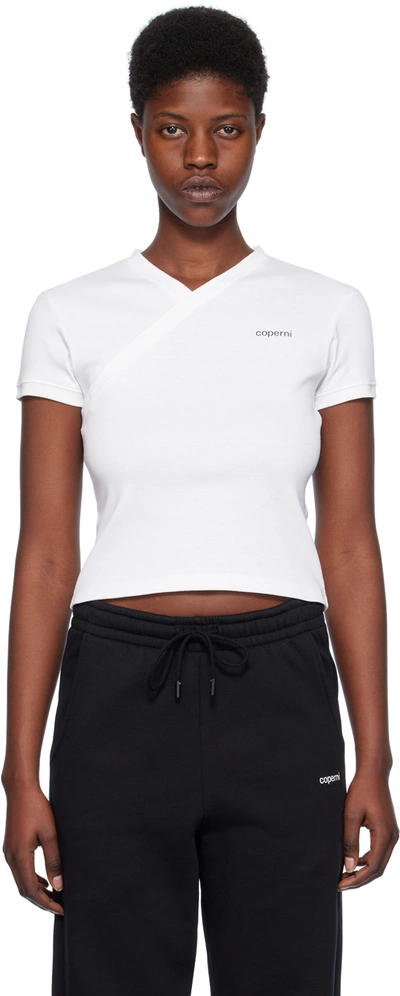 Shop Coperni White V-neck T-shirt In Optwht Optic White