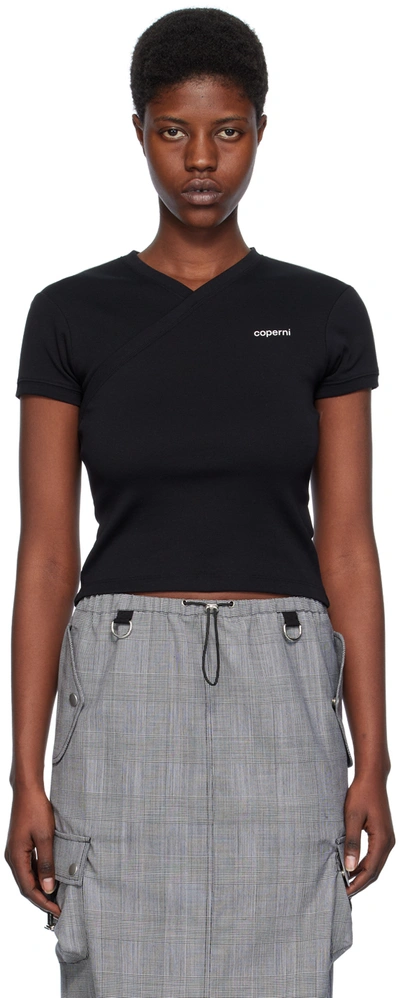 Shop Coperni Black V-neck T-shirt