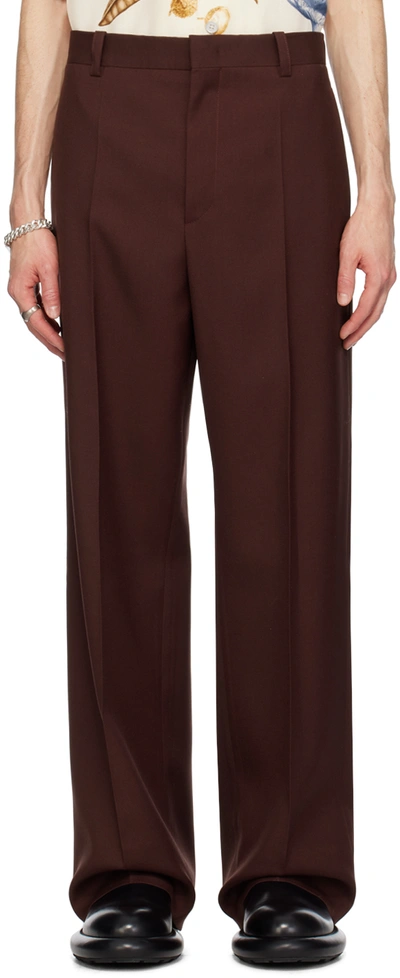 Shop Jil Sander Brown Creased Trousers In 206 Chestnut Brown