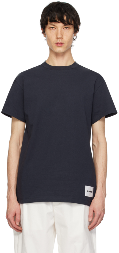 Jil Sander Boxy T-shirt Set In Stretch Organic Cotton In 402 Midnight